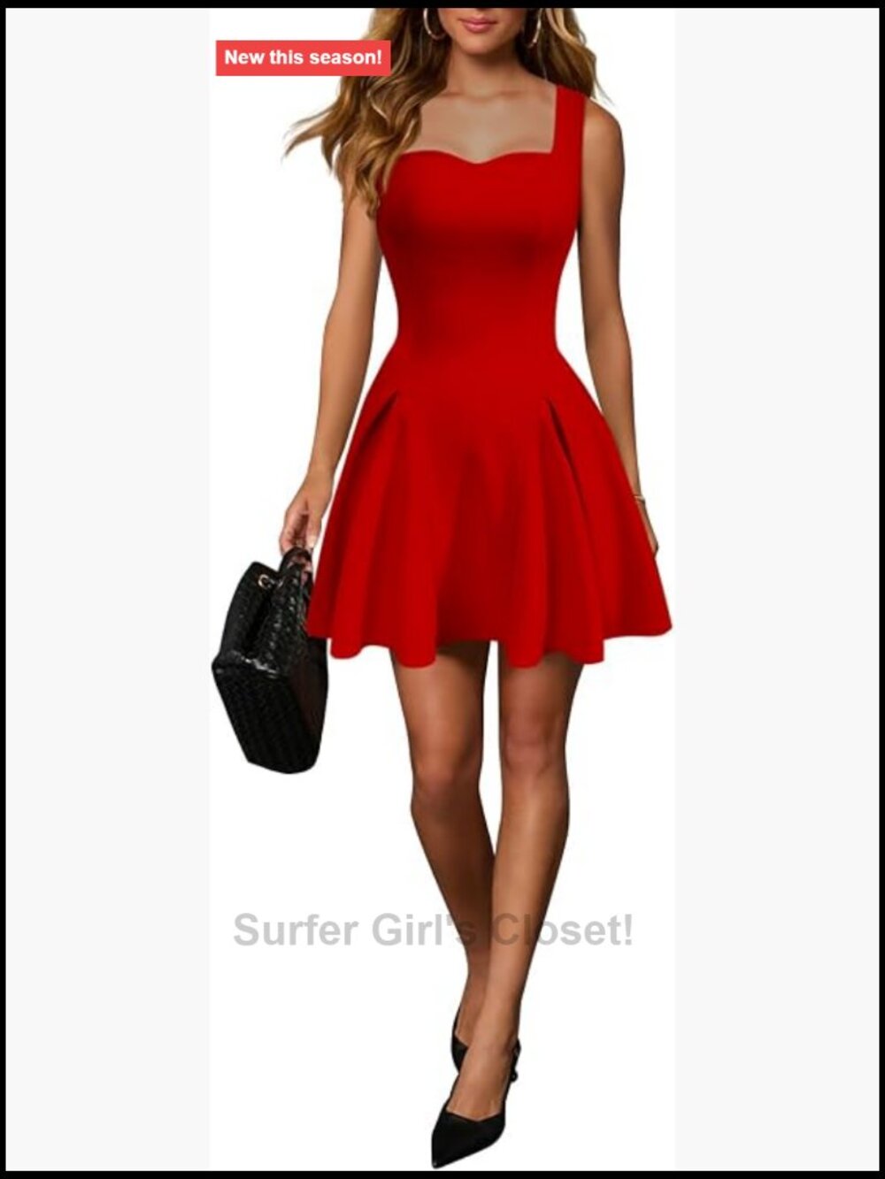 Women's Fit & Flare Mini Dress Sleeveless Square Neck Ruffle A-Line Cocktail